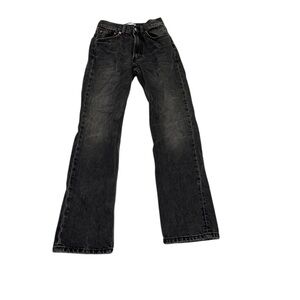 Zara Black Washed Jeans Wide Straight Leg Size 2